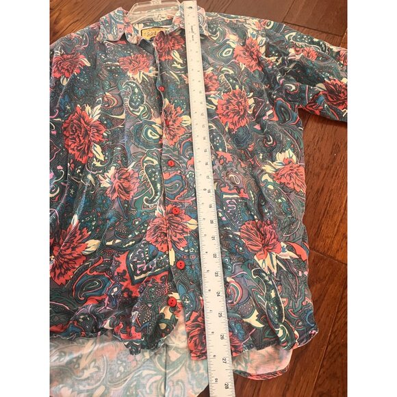 Code Zero Vintage Mens Floral Blue button Front shirt Sz small - Picture 4 of 5